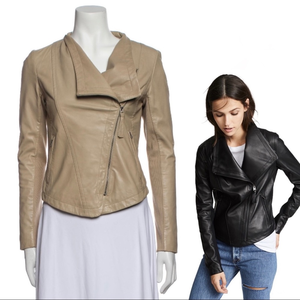 Mackage Lamb Leather Asymmetrical Moto Jacket